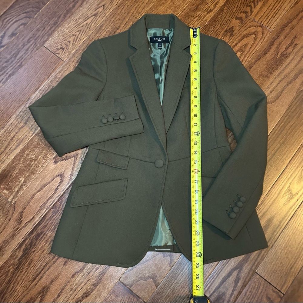 Talbots Khaki Green Blazer with Notched Lapel Size 2P - Picture 8 of 9